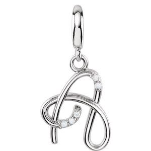 Sterling Silver Script Initial A Charm Mounting
