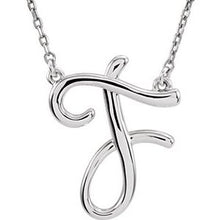 Load image into Gallery viewer, Sterling Silver Script Initial F 16&quot; Necklace
