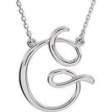 Load image into Gallery viewer, Sterling Silver Script Initial G 16&quot; Necklace
