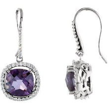 Load image into Gallery viewer, 14K White Amethyst &amp; 3/4 CTW Diamond Halo-Style Earrings
