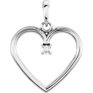 Sterling Silver .03 CTW Diamond Heart Pendant