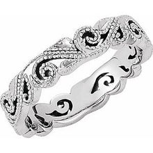 Charger l&#39;image dans la galerie, Sterling Silver 4.5 mm Scroll Band Size 6.5
