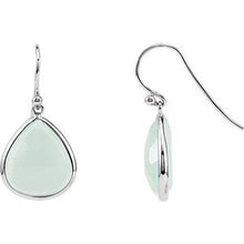 Load image into Gallery viewer, Rhodium-Plated Sterling Silver Aqua Blue Chalcedony Earrings
