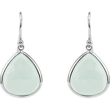 Load image into Gallery viewer, Rhodium-Plated Sterling Silver Aqua Blue Chalcedony Earrings
