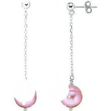 Load image into Gallery viewer, Sterling Silver Freshwater Cultured Pink Pearl Chain Earrings
