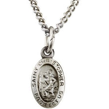 Charger l&#39;image dans la galerie, Sterling Silver 9x6 mm Oval St. Christopher 18&quot; Necklace
