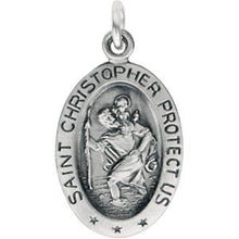 Load image into Gallery viewer, Sterling Silver 15x11 mm Oval St. Christopher Medal
