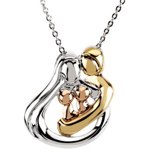 18K Yellow Gold-Plated and 14K Rose Gold-Plated Sterling Silver 2 Child Family 18
