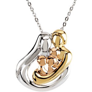 18K Yellow Gold-Plated and 14K Rose Gold-Plated Sterling Silver 3 Child Family 18