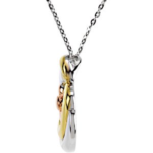 18K Yellow Gold-Plated and 14K Rose Gold-Plated Sterling Silver 3 Child Family 18" Necklace