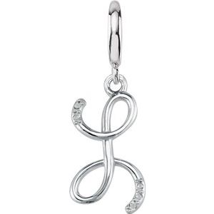 Sterling Silver Script Initial L Charm Mounting