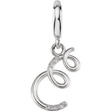 Load image into Gallery viewer, Sterling Silver Script Initial E Charm Mounting
