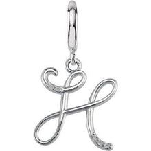 Load image into Gallery viewer, Sterling Silver Script Initial H Charm Mounting
