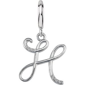 Sterling Silver Script Initial H Charm Mounting