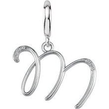 Charger l&#39;image dans la galerie, Sterling Silver Script Initial M Charm Mounting
