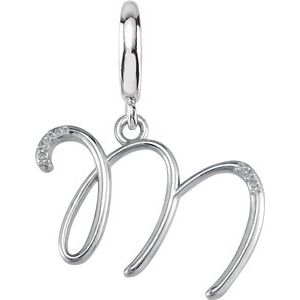 Sterling Silver Script Initial M Charm Mounting