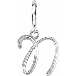Sterling Silver Script Initial N Charm Mounting