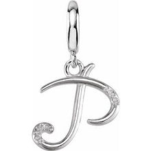 Load image into Gallery viewer, Sterling Silver Script Initial P Charm Mounting
