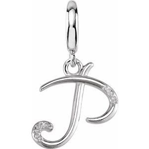 Sterling Silver Script Initial P Charm Mounting