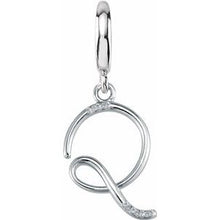 Charger l&#39;image dans la galerie, Sterling Silver Script Initial Q Charm Mounting
