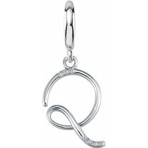 Sterling Silver Script Initial Q Charm Mounting