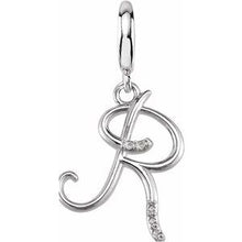Load image into Gallery viewer, Sterling Silver Script Initial R Charm Mounting
