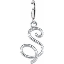 Charger l&#39;image dans la galerie, Sterling Silver Script Initial S Charm Mounting
