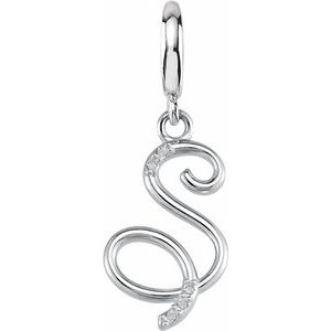 Sterling Silver Script Initial S Charm Mounting