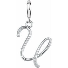 Load image into Gallery viewer, Sterling Silver Script Initial U Charm Mounting
