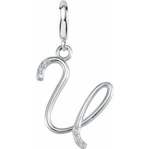Sterling Silver Script Initial U Charm Mounting