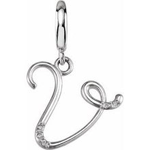 Charger l&#39;image dans la galerie, Sterling Silver Script Initial V Charm Mounting
