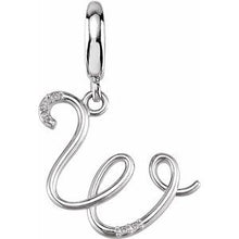 Charger l&#39;image dans la galerie, Sterling Silver Script Initial W Charm Mounting
