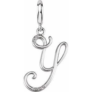 Sterling Silver Script Initial Y Charm Mounting