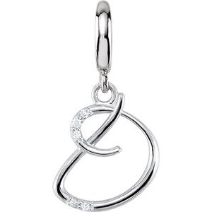 Sterling Silver Script Initial D Charm Mounting