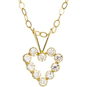 14K Yellow 1.5 mm Round Cubic Zirconia Heart 15