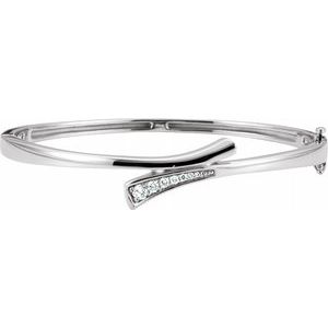 14K White 1/4 CTW Diamond Bangle Bracelet