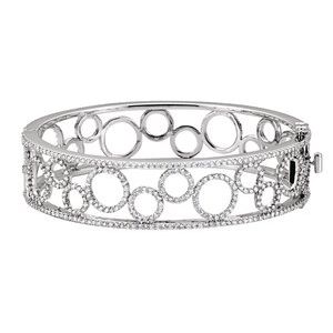 14K White 6 7/8 CTW Diamond Bangle Bracelet