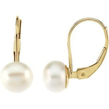 Load image into Gallery viewer, 14K Yellow Freshwater Cultured Pearl Lever Back Earrings
