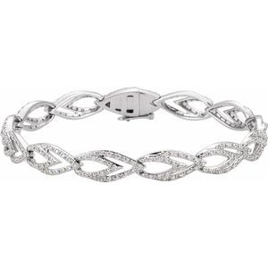 14K White 1 1/3 CTW Diamond Geometric Link Bracelet