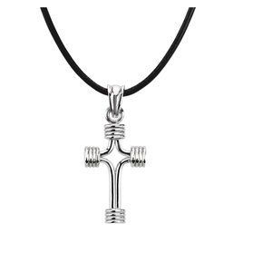 Sterling Silver 24.25x15 Tubular Cross with 18