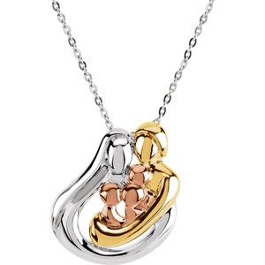 18K Yellow Gold-Plated and 14K Rose Gold-Plated Sterling Silver 3 Child Family 18
