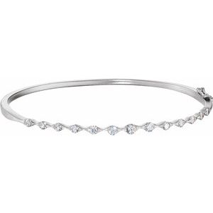 Bracelet jonc diamant 14K blanc 1 CTW