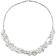 Load image into Gallery viewer, Sterling Silver Freshwater Cultured Pearl &amp; Crystal 19.5&quot; Necklace
