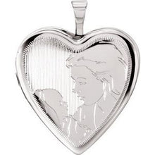 Load image into Gallery viewer, Sterling Silver 20.75x19.25 mm Child &amp; Mother Heart Locket
