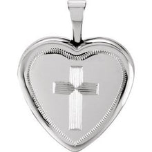 Load image into Gallery viewer, Sterling Silver 16x15.75 mm Cross Heart Locket
