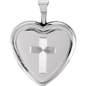 Sterling Silver 16x15.75 mm Cross Heart Locket