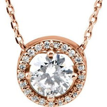 Load image into Gallery viewer, 14K Rose 1/2 CTW Diamond Halo-Style 16&quot; Necklace
