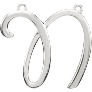 Sterling Silver Script Initial N 16" Necklace
