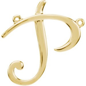 14K Yellow Script Initial P 16" Necklace