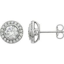 Load image into Gallery viewer, Sterling Silver 6 mm Round Cubic Zirconia Halo-Style Earrings
